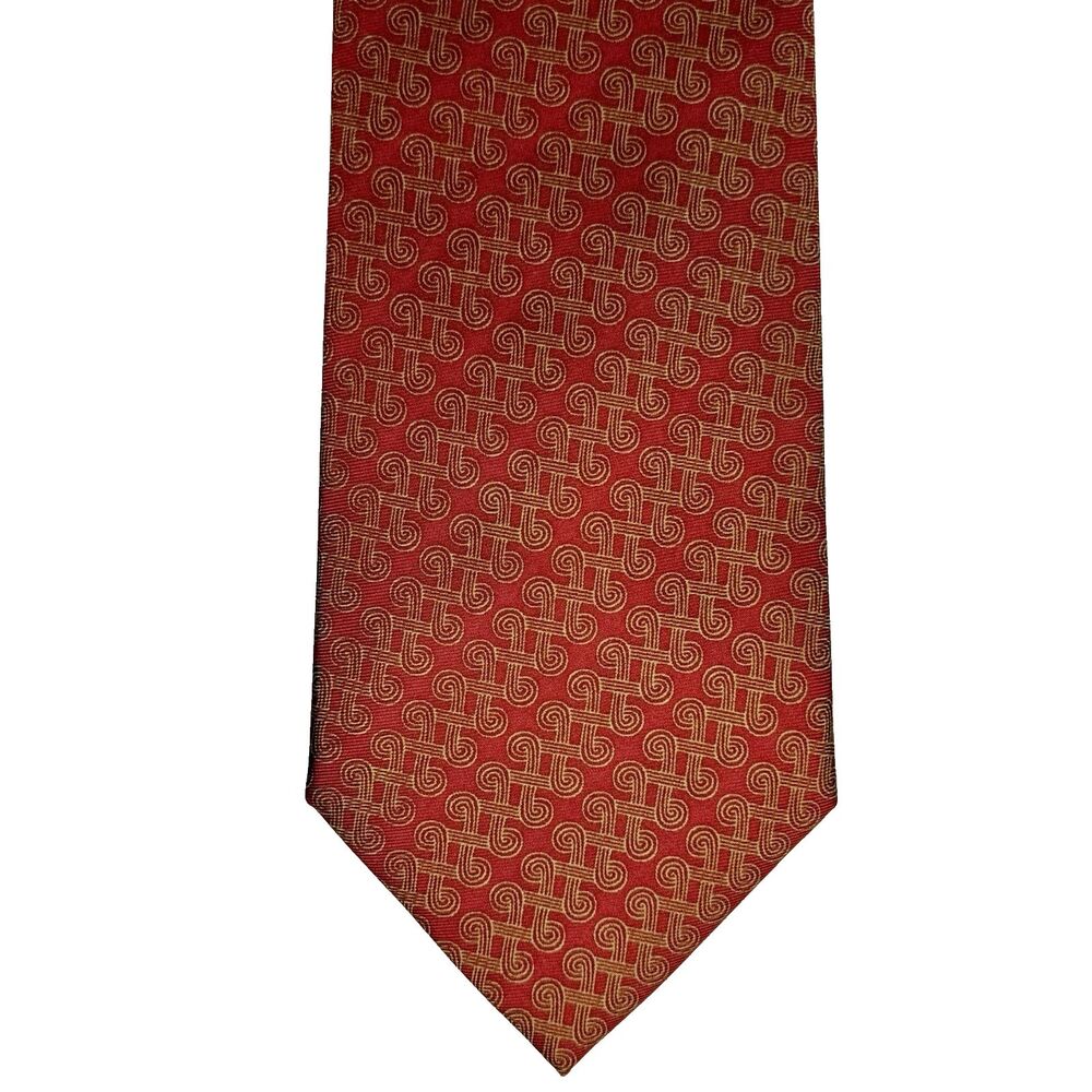 CLEVELAND MUSEUM OF ART Men's Silk Tie Red Gold Art Deco Geometric 61" x 3.75"